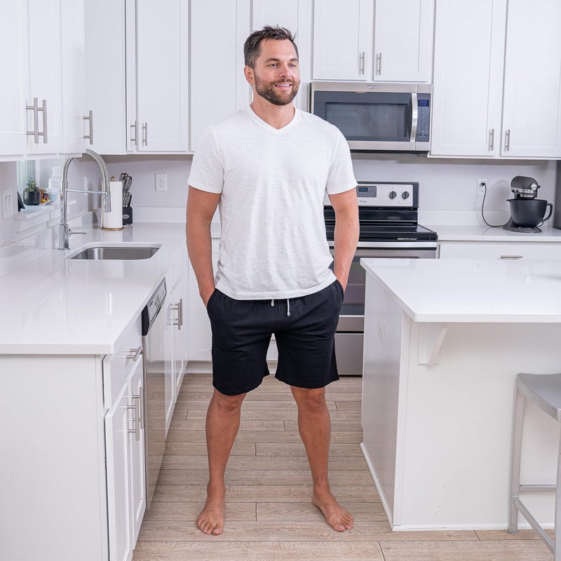 CYZ Men's 100% Cotton Knit Sleep Shorts-BlackNoStripe-L - Image 5